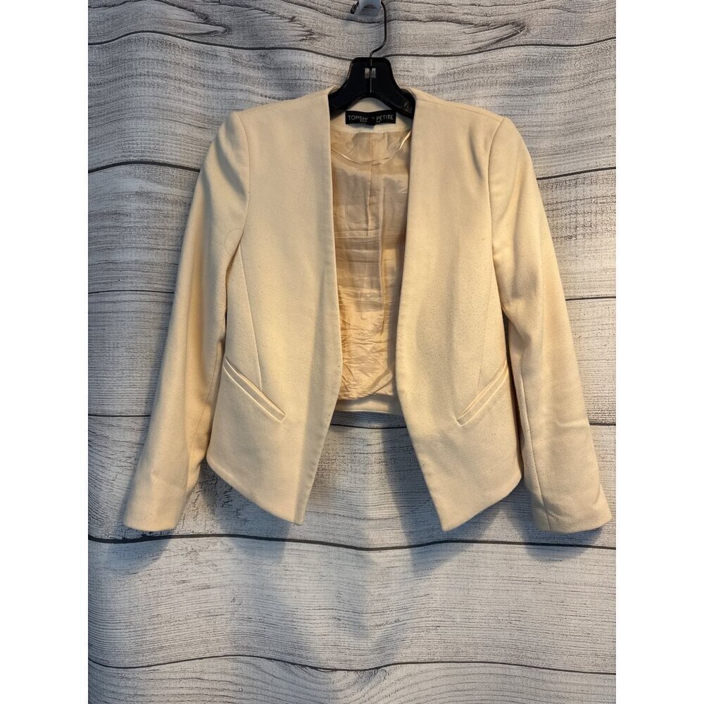 Topshop Petite Cream Blazer Jacket Size 4